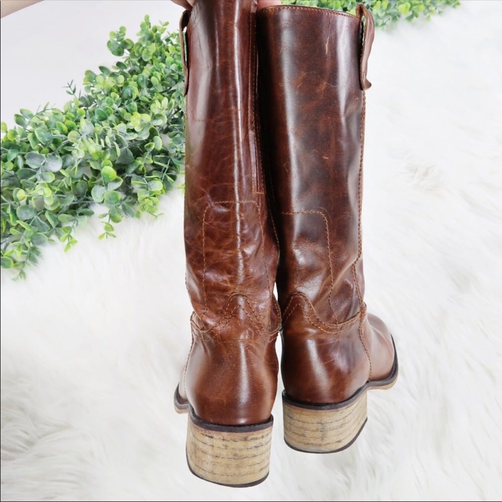 Duo Leather Riding Boots Cognac Knee High Sz 6